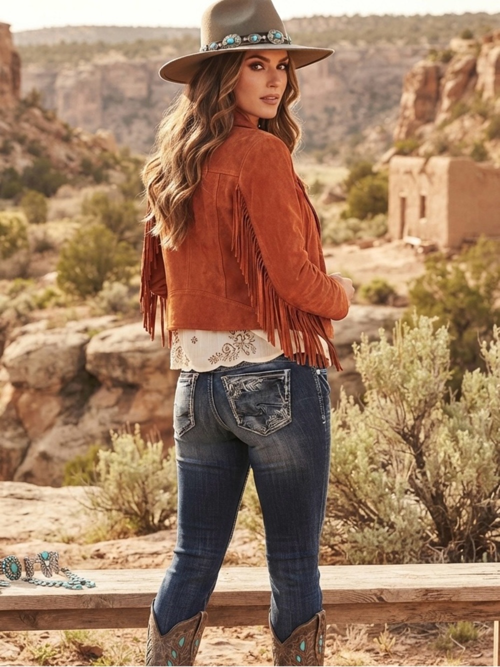 Silver Jeans Co. Elyse Slim Bootcut Jeans Southwestern Western Boho Denim 30